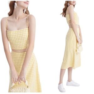 URBAN REVIVO Dress top skirt set Plaid A-Line Skirt